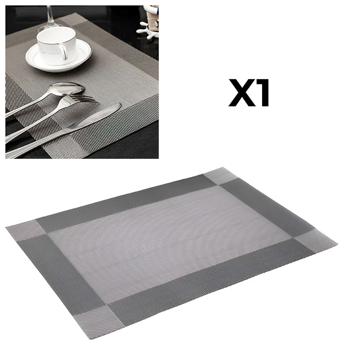 EASY&HOME - Mantel Individual Rectangular Set x 1 Easy&Home Gris