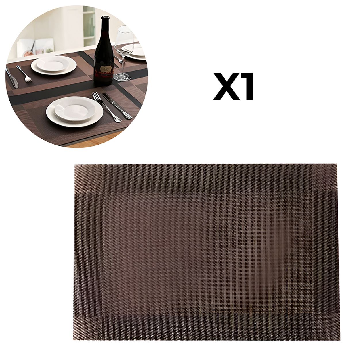 EASY&HOME - Mantel individual Rectangular Set x 1 Easy&Home Marrón Oscuro