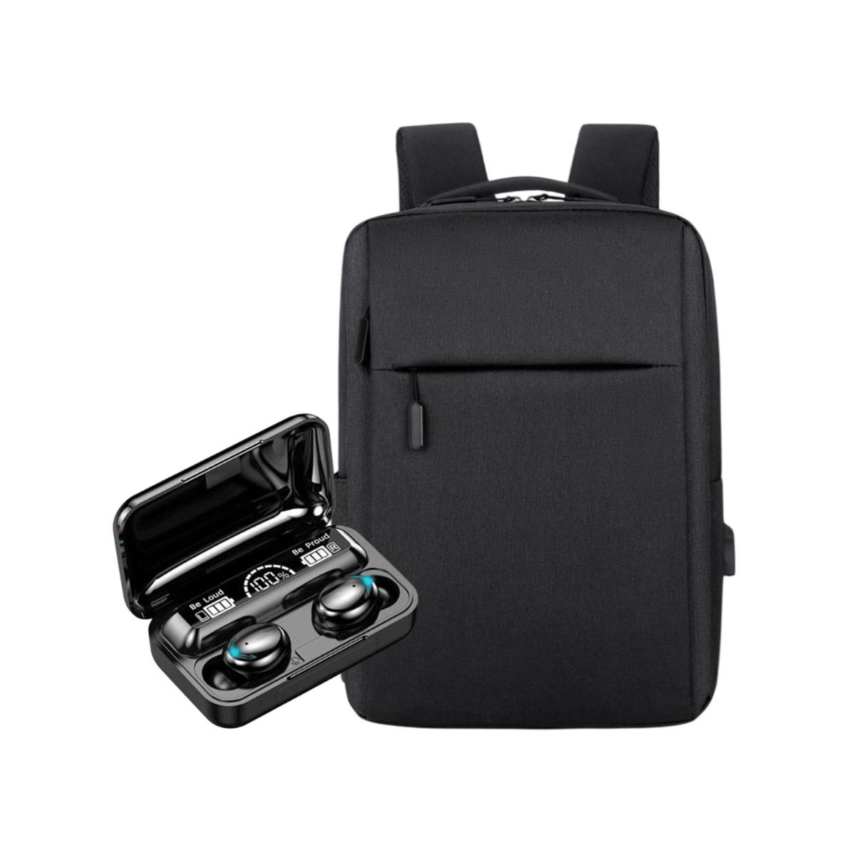 GENERICO - Audífonos Bluetooth F9-5 + Mochila Porta Laptop Impermeable Usb Negro