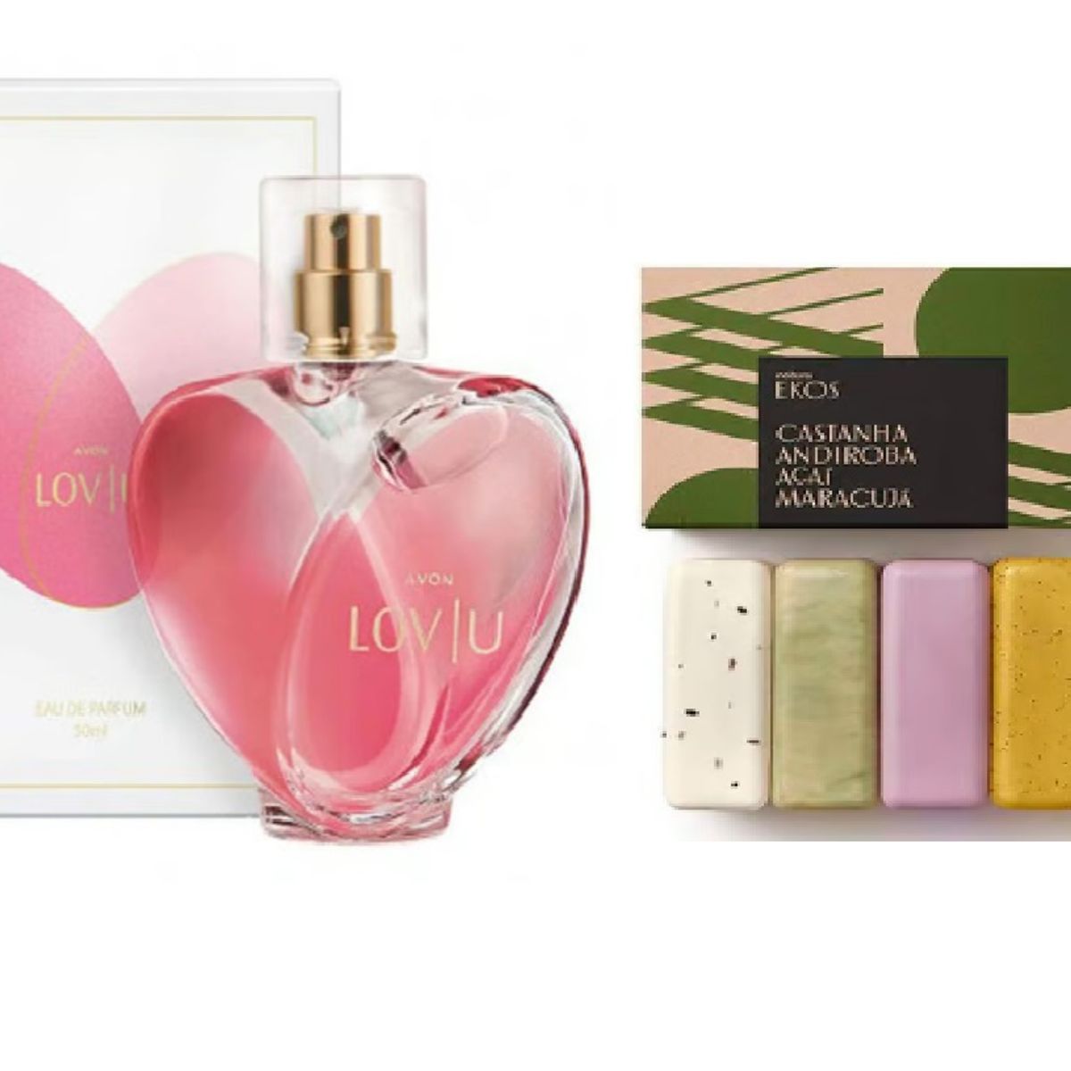 NATURA - Lov U Perfume de Mujer Avon + jabones ekos Natura