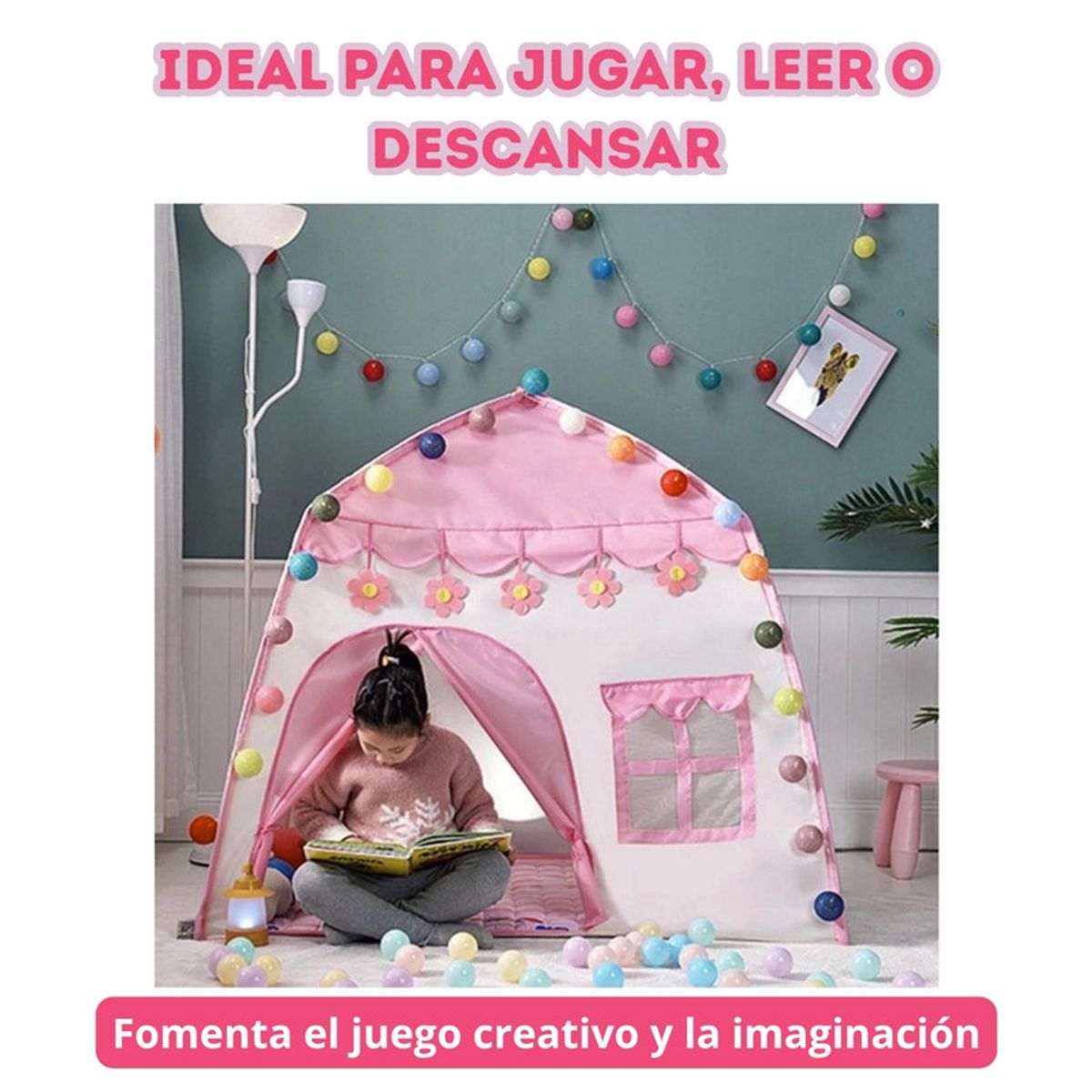 PENTHA - Castillo Armable para Niños Carpa Armable para Niños Rosa