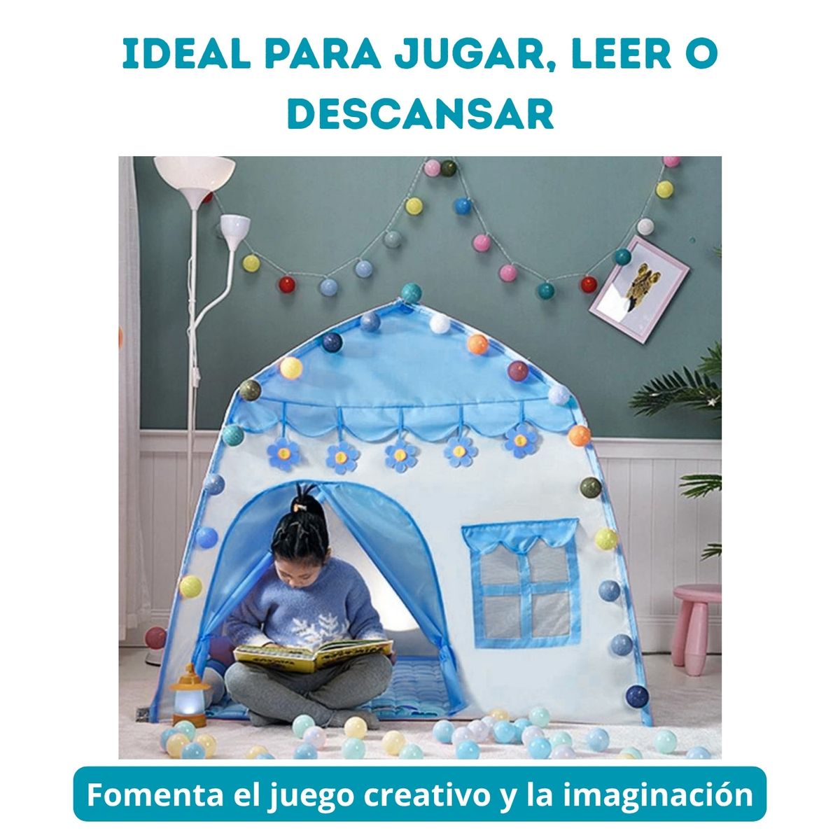 PENTHA - Castillo Armable para Niños Carpa Armable para Niños Azul