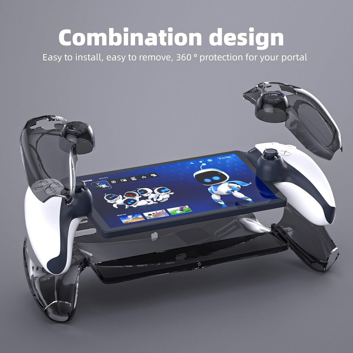GENERICO - Case Funda TPU Rígido Negro Playstation PS5 Portal + Mica Vidrio