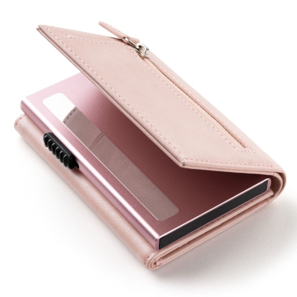 KASHITA - Billetera Mujer Cuero Color Rosa Tarjetero Imantado Automático RFID