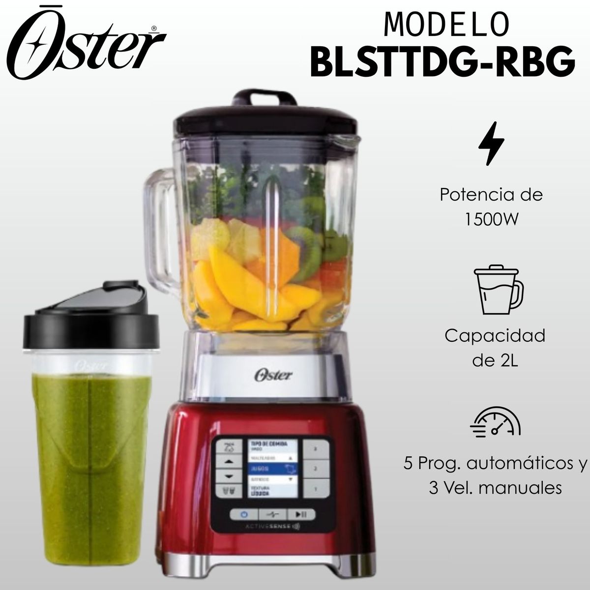 OSTER - Licuadora Oster® ActiveSense™ con Blend-N-Go BLSTTDGRBG