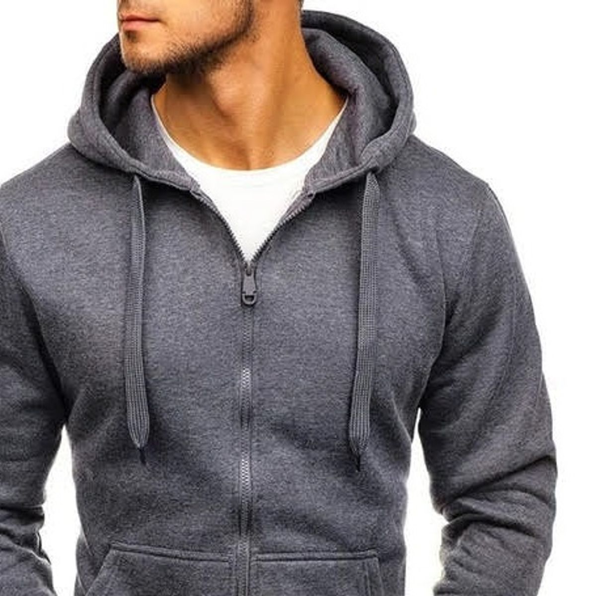 NEW YORK STARS - Casaca con Capucha y Cierre - Gris Oscuro