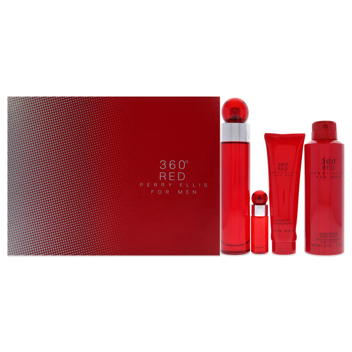 PERRY ELLIS - 360 Red EDT100ml+Spray180ml+Gel+EDT10ml Gift Set Perry Ellis