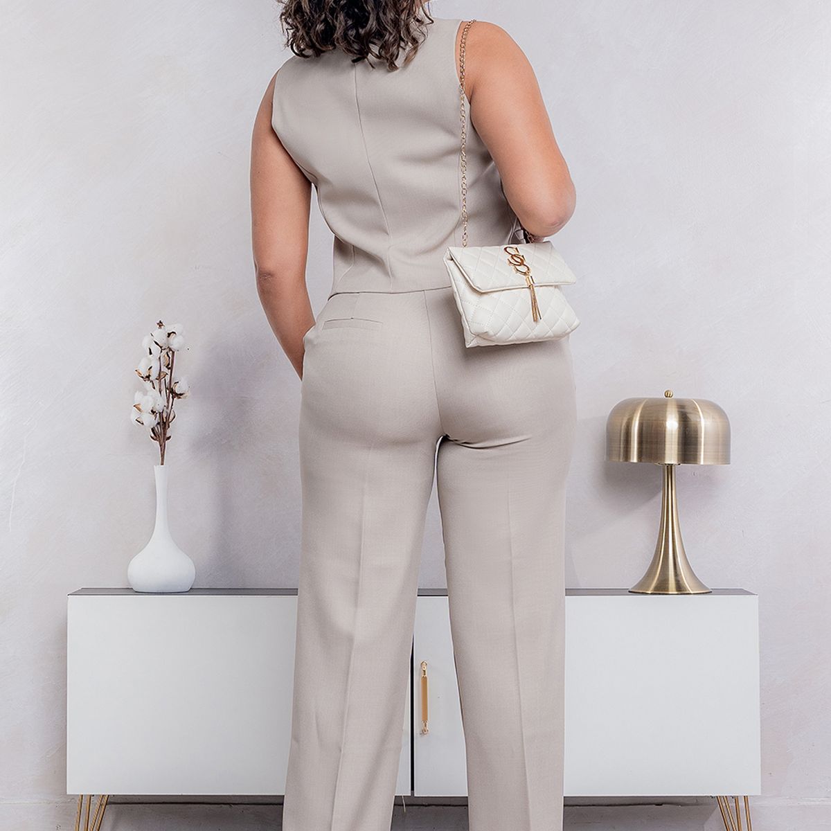 GENERICO - Pantalón Sastre Ancho Amira Color Beige  - Estacion 108