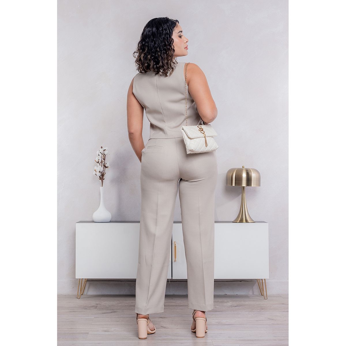 GENERICO - Pantalón Sastre Ancho Amira Color Beige  - Estacion 108