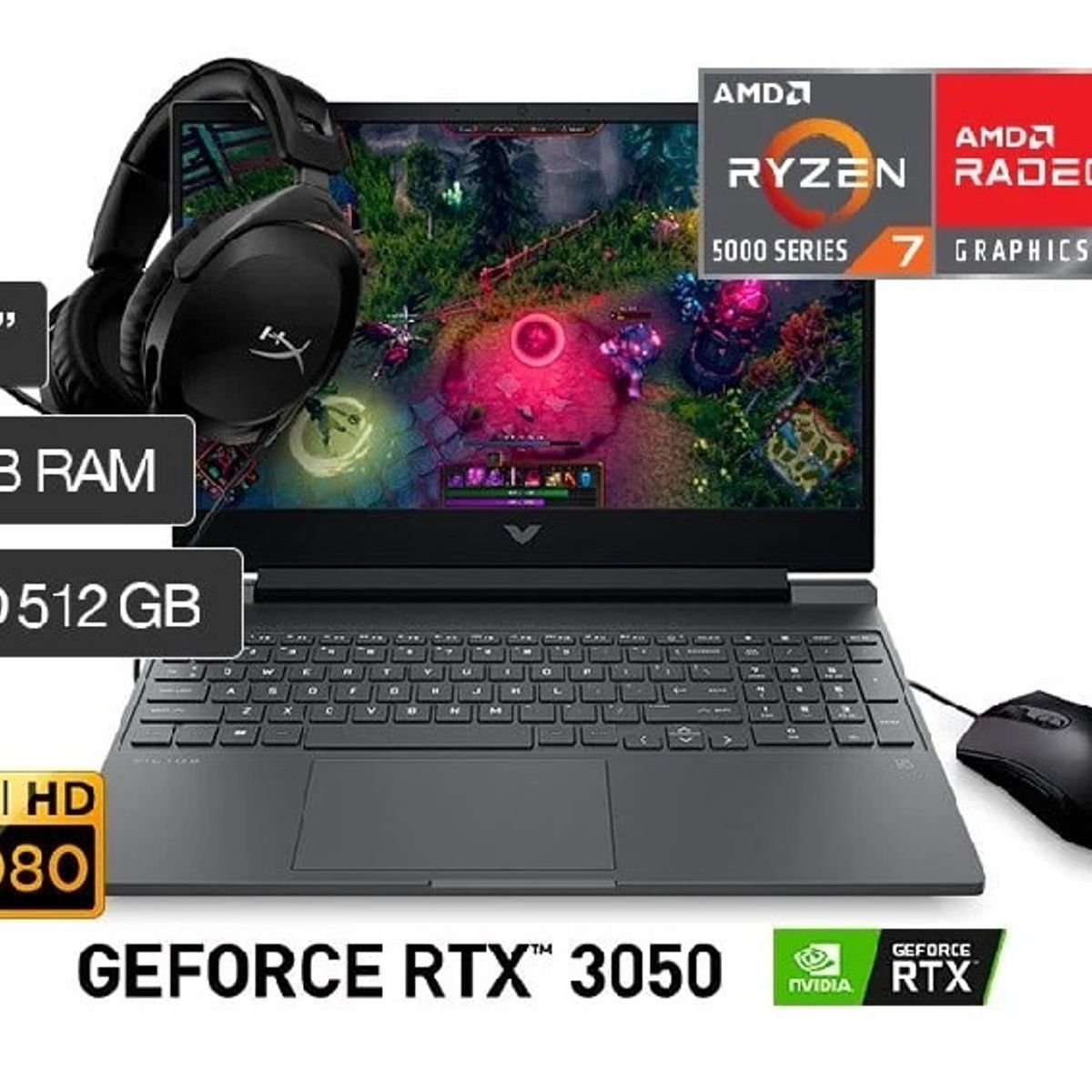 HP - Laptop HP Victus Gaming 15-FB0126LA AMD Ryzen7-5800H 15.6" 8GB RAM 512GB SSD RTX3050-4GB WINDOWS 11