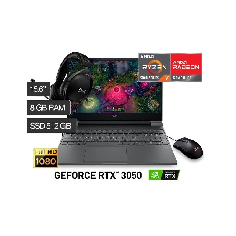 HP - Laptop HP Victus Gaming 15-FB0126LA AMD Ryzen7-5800H 15.6" 8GB RAM 512GB SSD RTX3050-4GB WINDOWS 11
