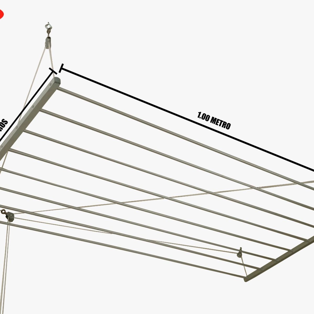 GASPY - Tendal de techo con poleas sube y baja 100x75cm en Aluminio