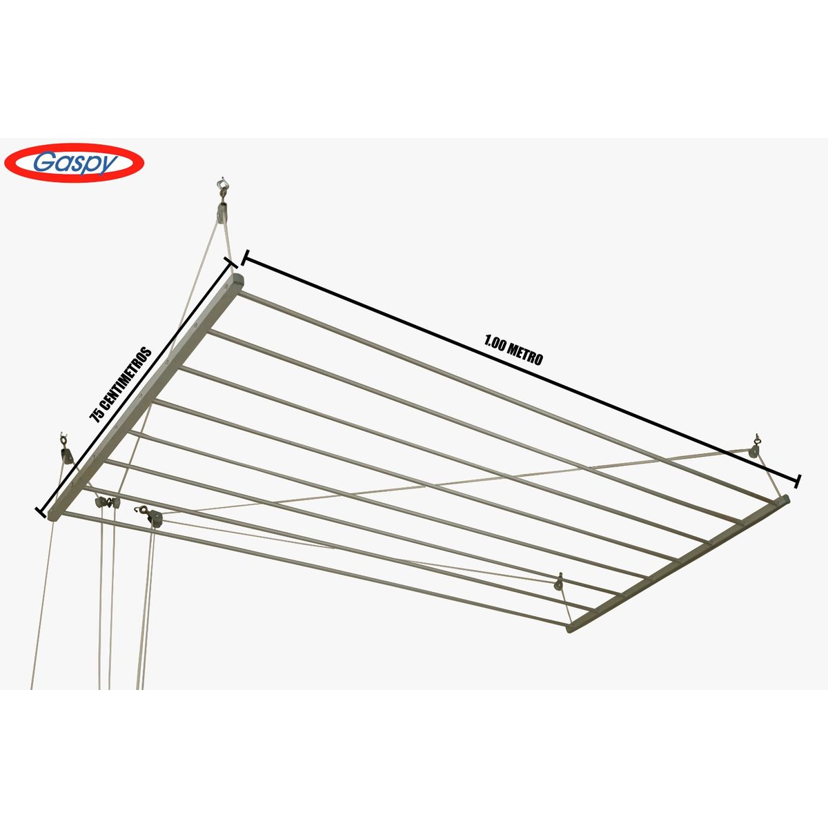 GASPY - Tendal de techo con poleas sube y baja 100x75cm en Aluminio