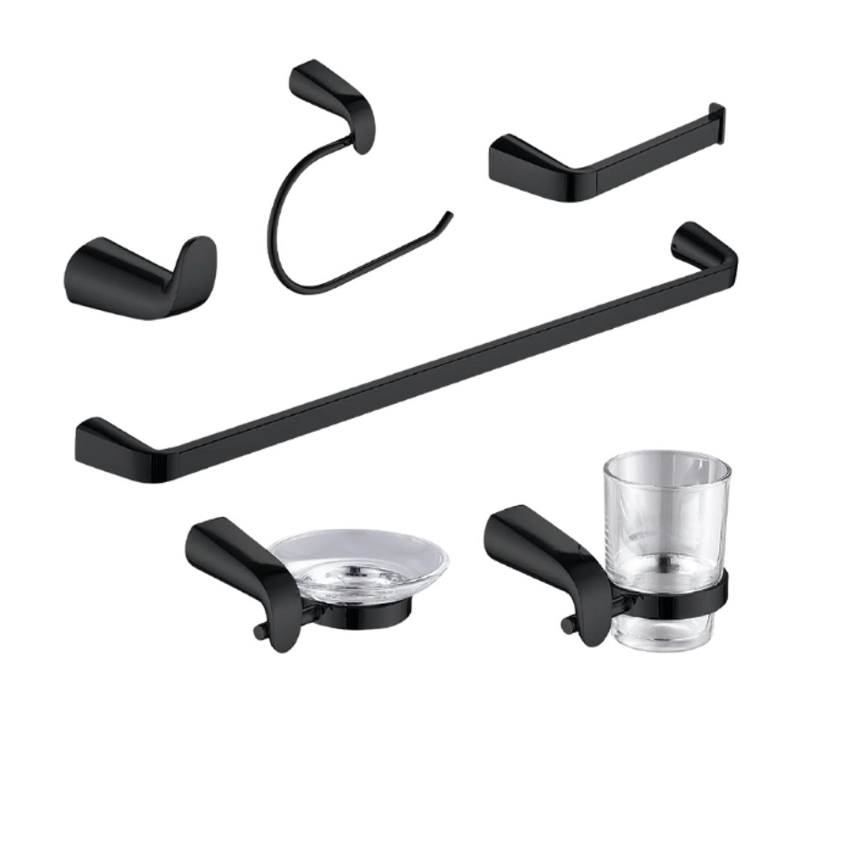 FRATELLI - SETS DE BAÑO DE 6 PIEZAS NEGRO OVALADO 0700-6