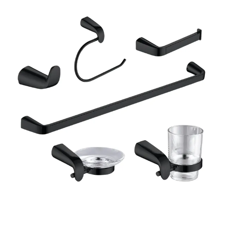 FRATELLI - SETS DE BAÑO DE 6 PIEZAS NEGRO OVALADO 0700-6