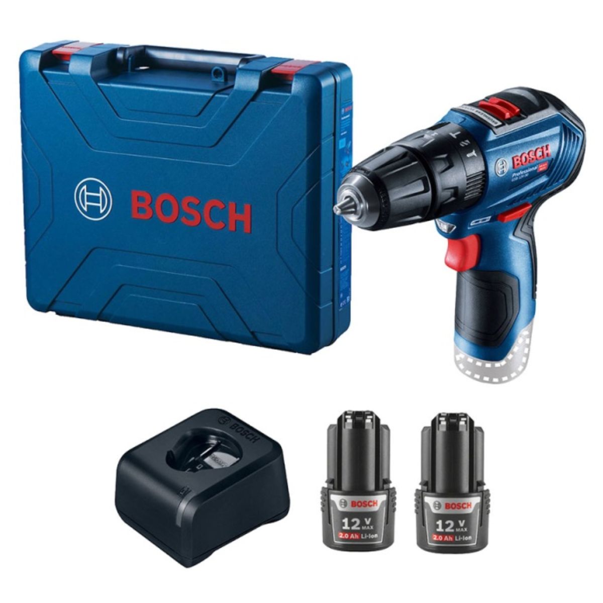 BOSCH - Taladro Percutor 3/8" 12V Brushless 30Nm 2 Bt 2.0 Ah GSB 12V-30 BOSCH