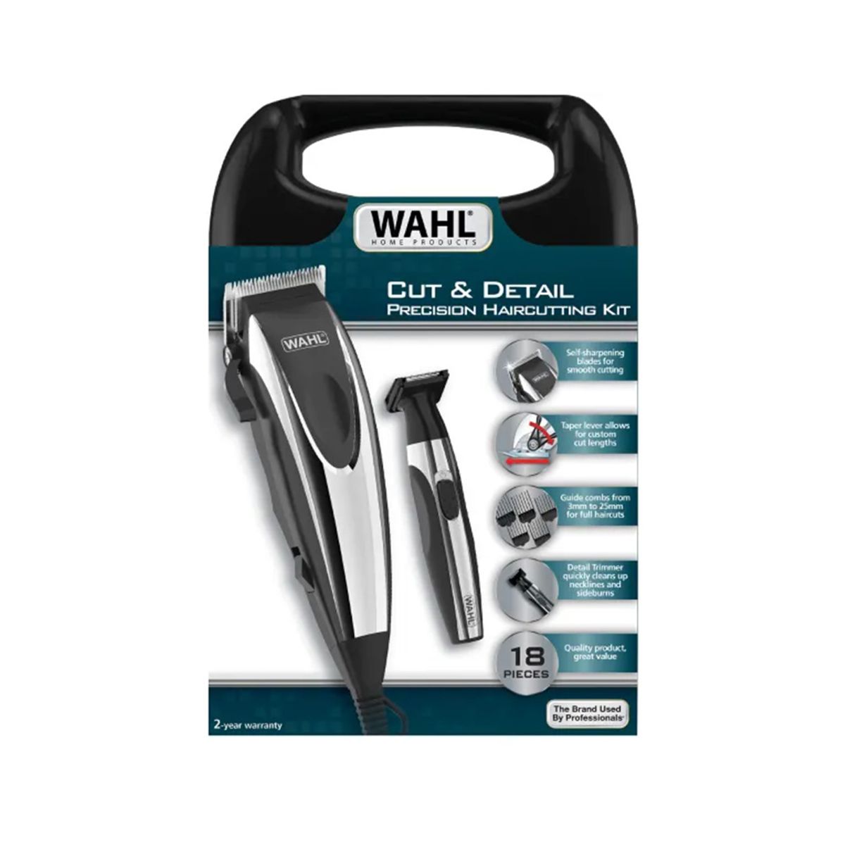 WAHL - Kit básico de corte de cabello y barba Wahl Cut and Detail – 18 piezas