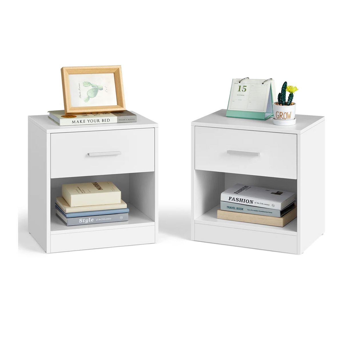 GENERICO - Dúo de Veladores Vic  Diseño en Melamina Blanca