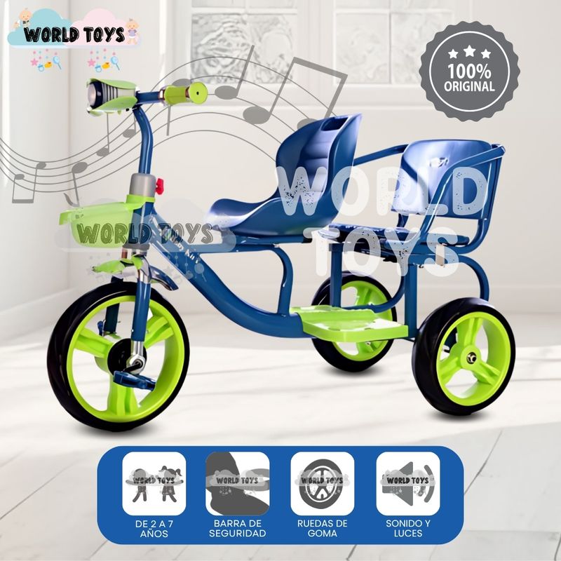 BABY - Triciclo Gemelar Musical «DUO NEON» Edición Limitada Green