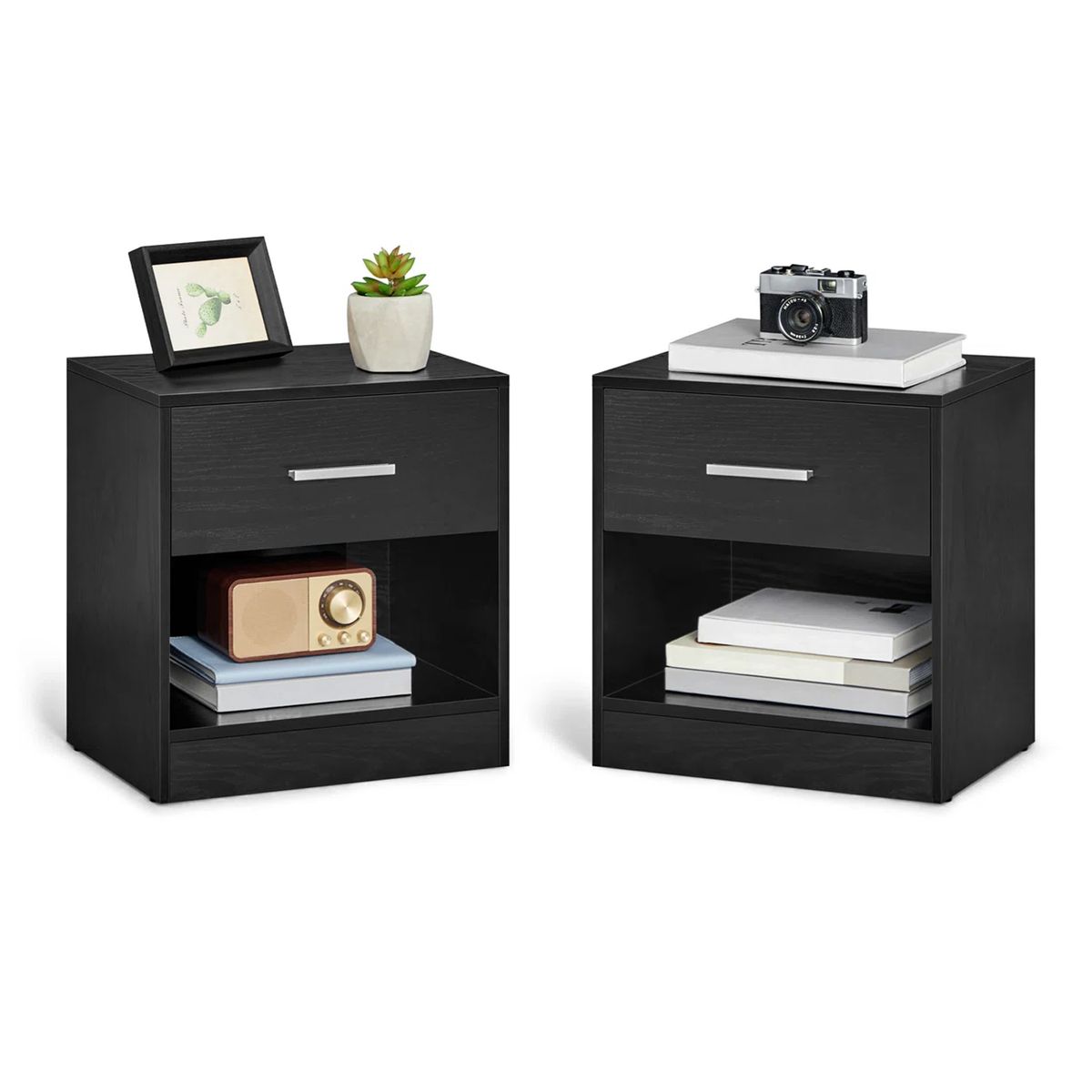 GENERICO - Dúo de Veladores Vic Moderna en Melamina Negra