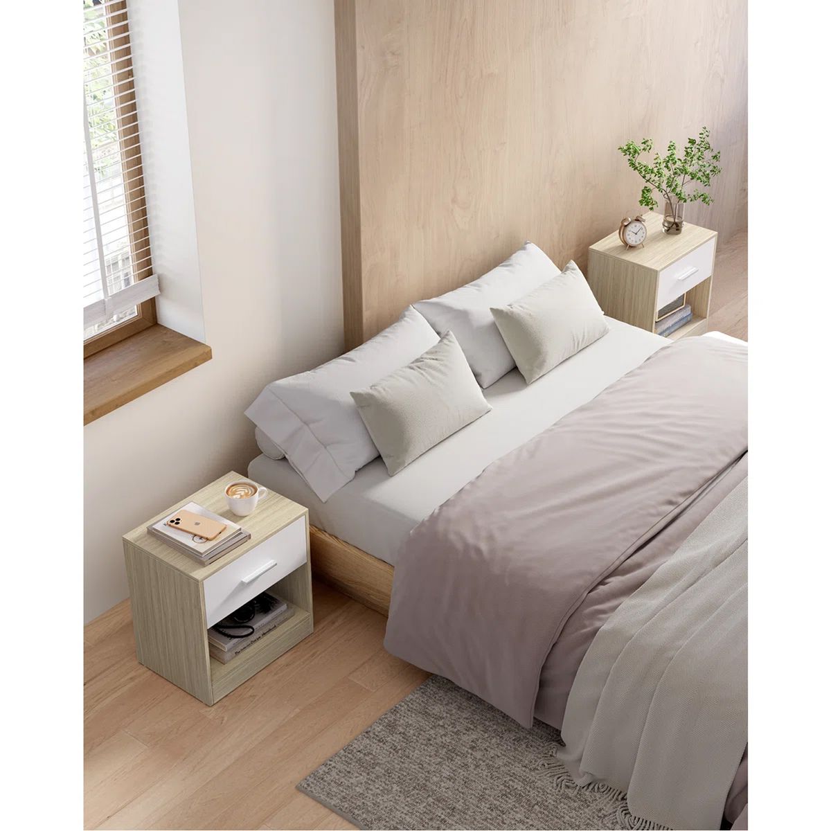 GENERICO - Duo de Dos Veladores Duna-Blanco Melamina