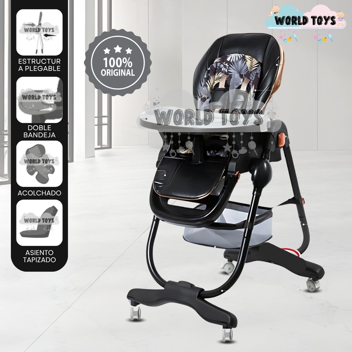 BABY - Silla de Comer de Lujo «GROOMI» Edición Limitada Black