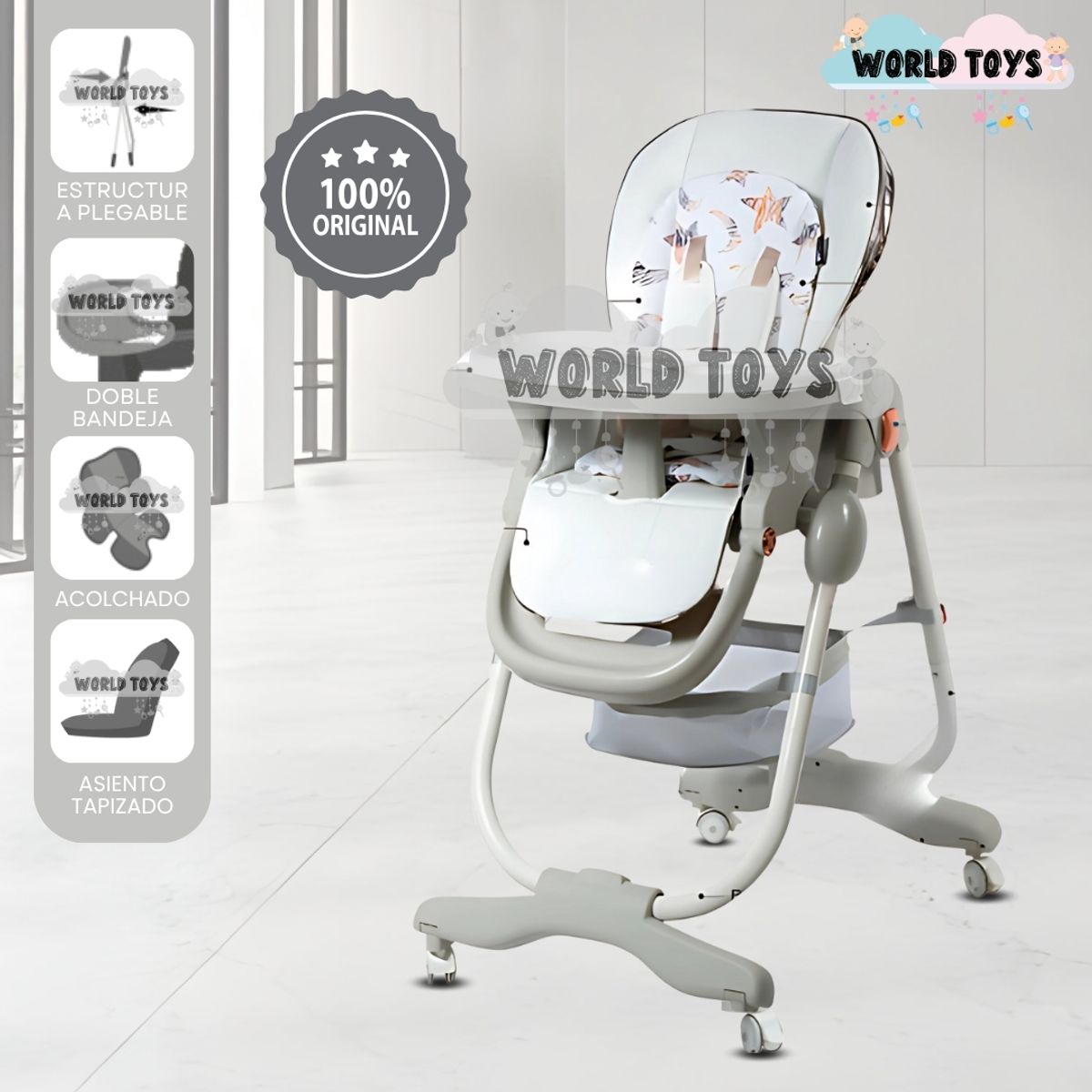 BABY - Silla de Comer de Lujo «GROOMI» Edición Limitada White