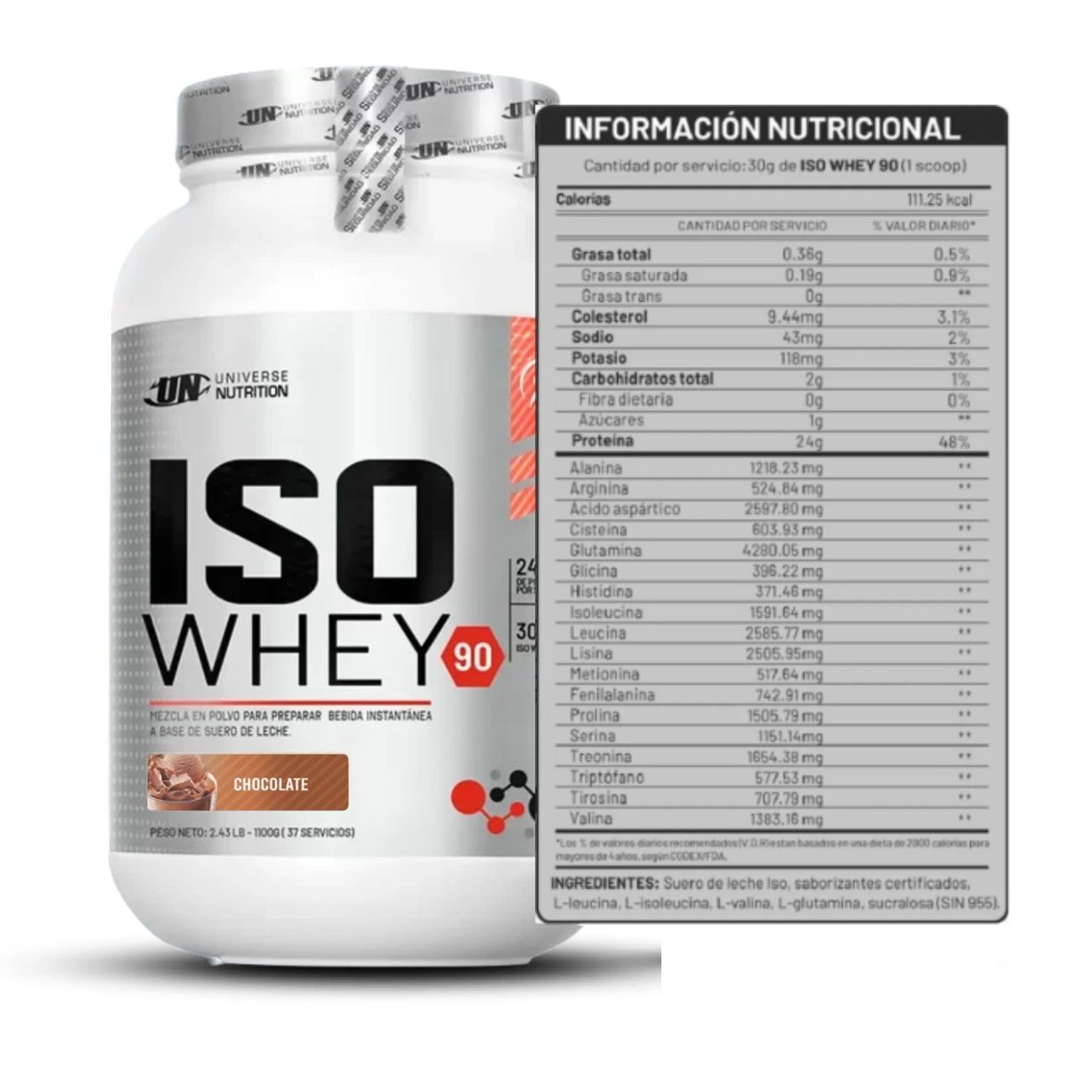 UNIVERSE NUTRITION - PROTEÍNA ISO WHEY 90 1. 1 KG CHOCOLATE + HAND GRIP