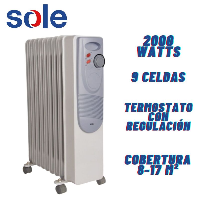 SOLE - Estufa de Aceite Sole Eléctrica 9 celdas SOLE2000 Área 17 mt2