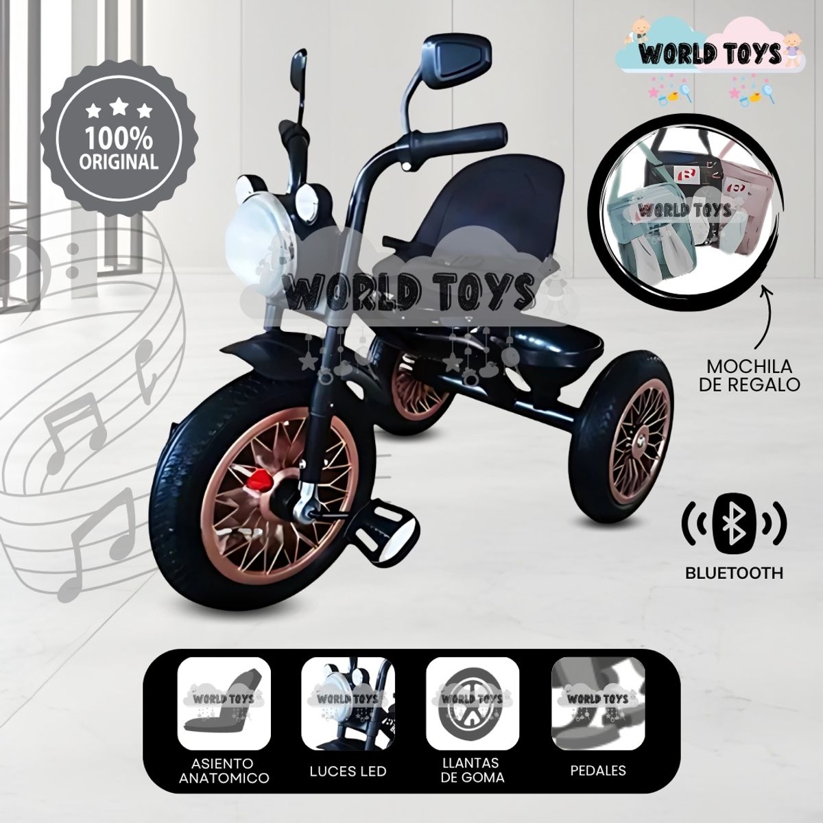 BEAUTIFUL - Triciclo Chavito «SKYLER II» con Mochila Black