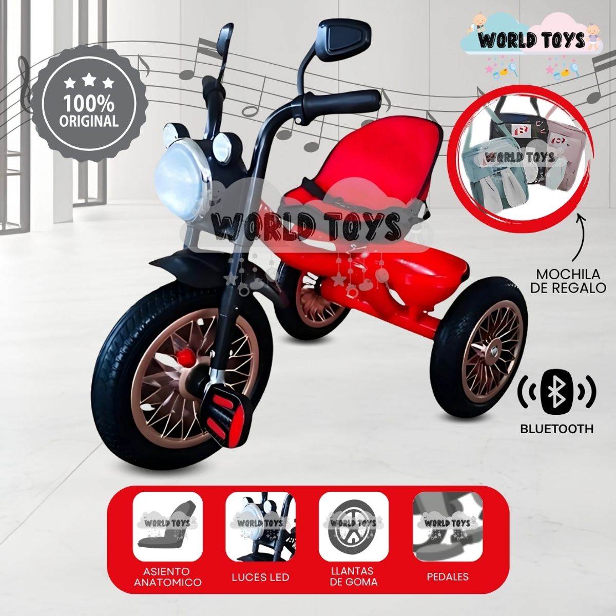 BEAUTIFUL - Triciclo Chavito «SKYLER II» con Mochila Red