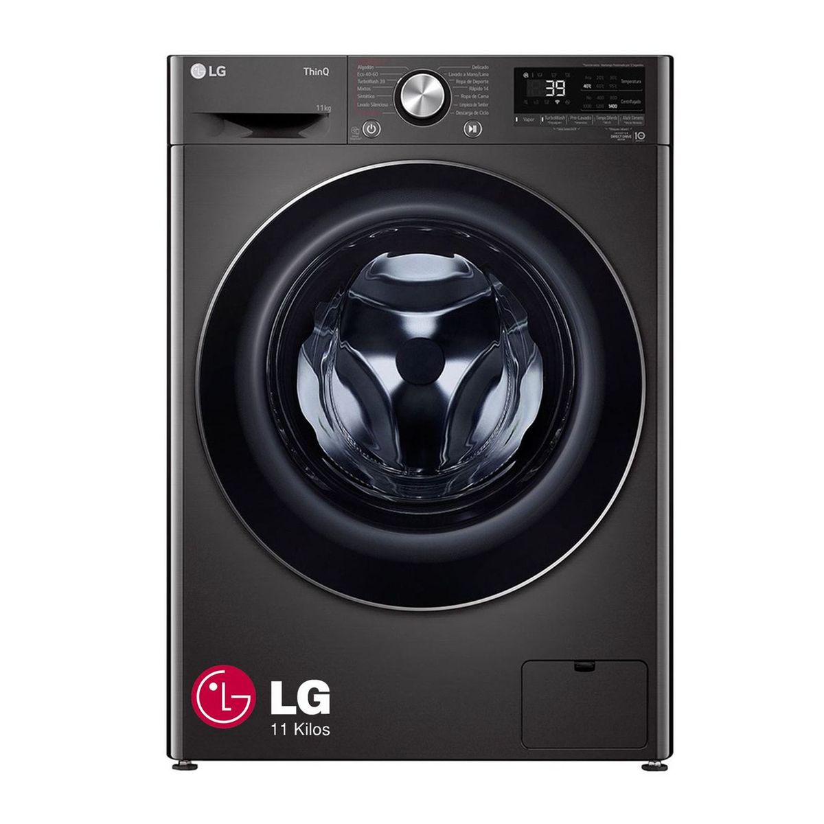 LG - Lavadora LG 11 KG Carga Frontal con AI DD y ThinQ WM11BVC3S6 Negro Acero