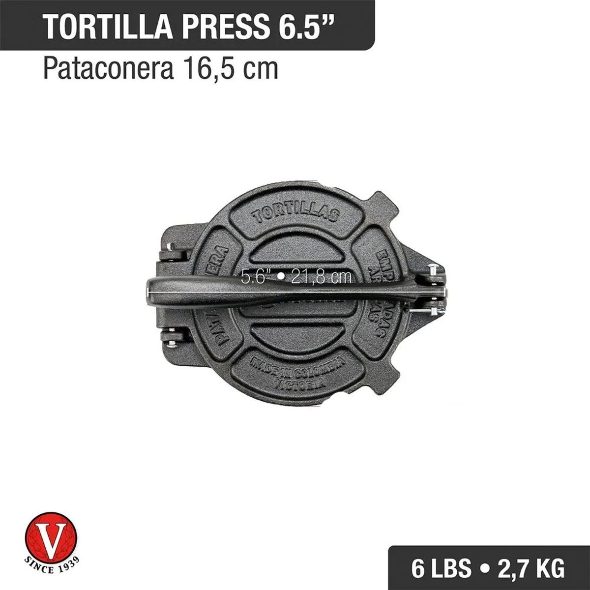 VICTORIA - Prensa para Tortillas de 6.5" de Hierro Fundido - 55136001