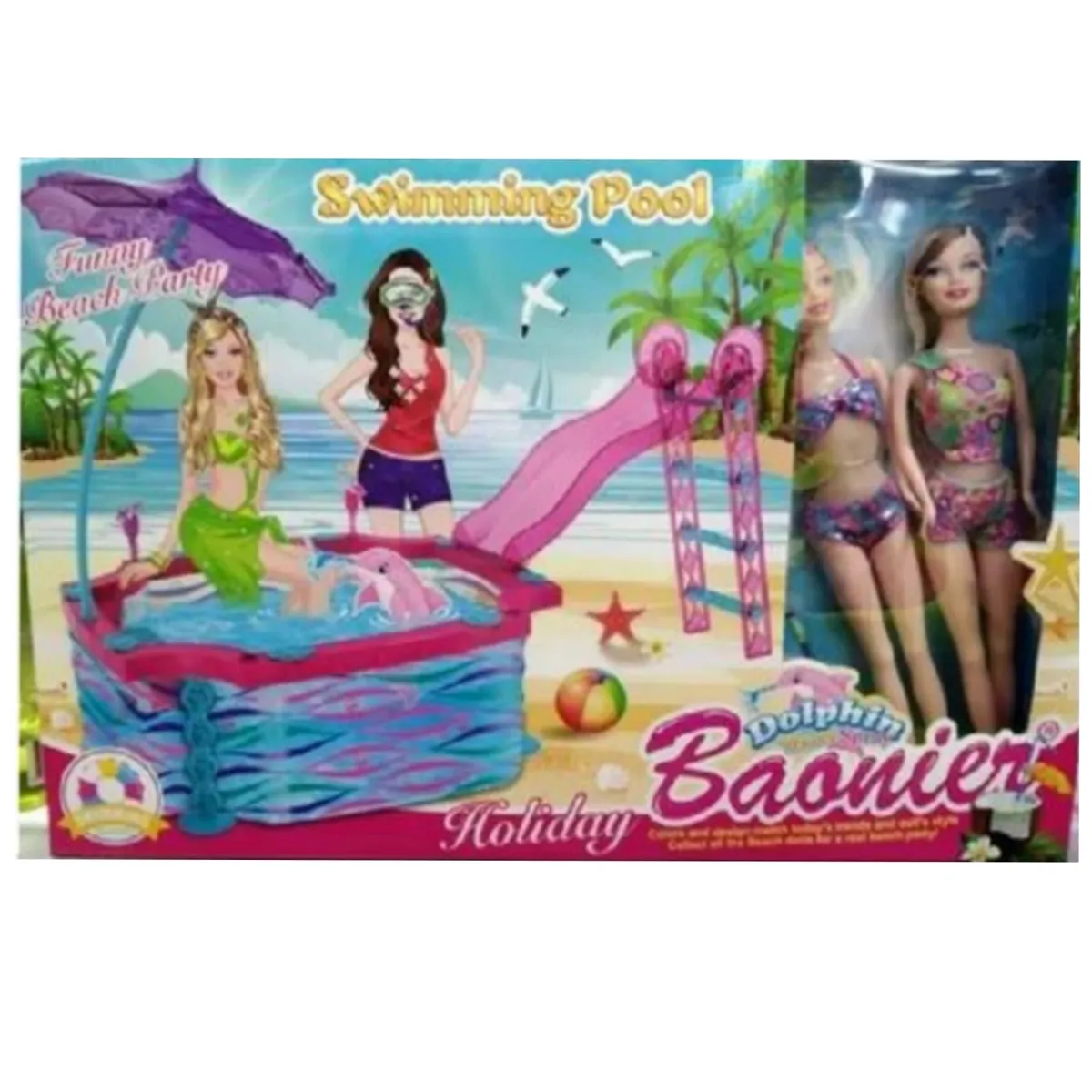 GENERICO - Set de juego piscina con tobogán de muñecas