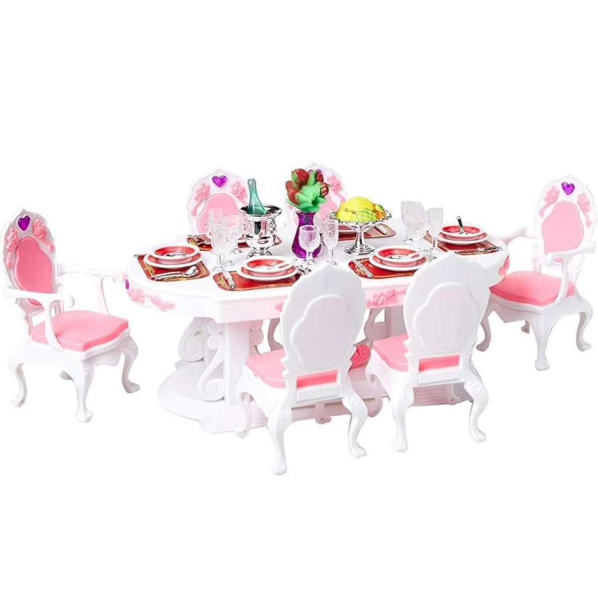 GENERICO - Set de comedor elegante Para Muñeca -Rosa