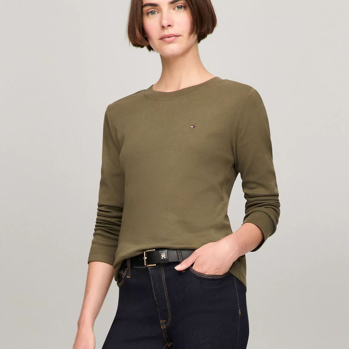 TOMMY HILFIGER - CAMISETA W SLIM NEW C- NK LS FAVE TEE TH