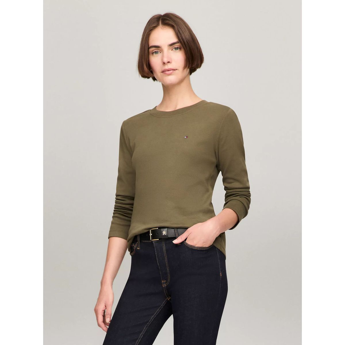 TOMMY HILFIGER - CAMISETA W SLIM NEW C- NK LS FAVE TEE TH