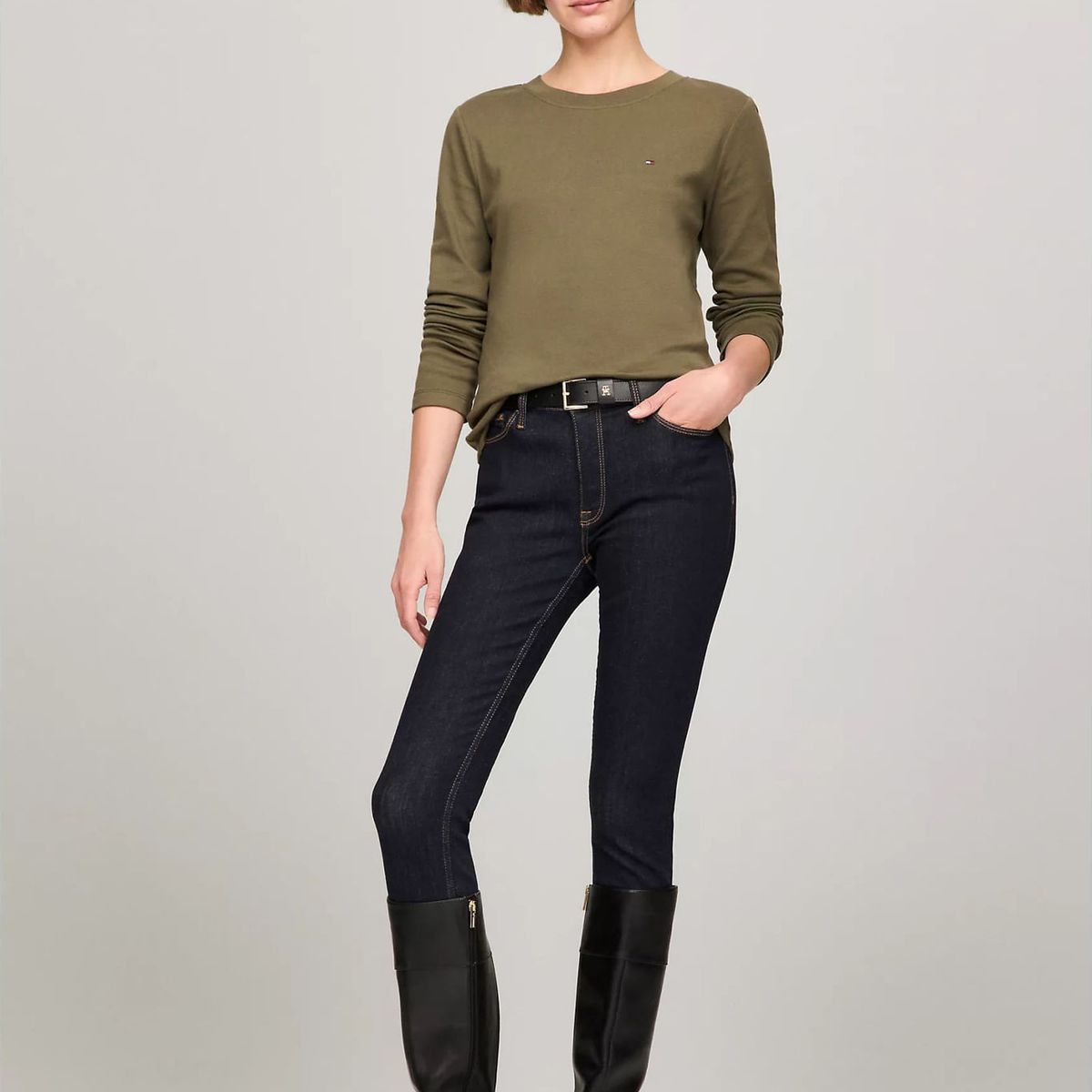 TOMMY HILFIGER - CAMISETA W SLIM NEW C- NK LS FAVE TEE TH