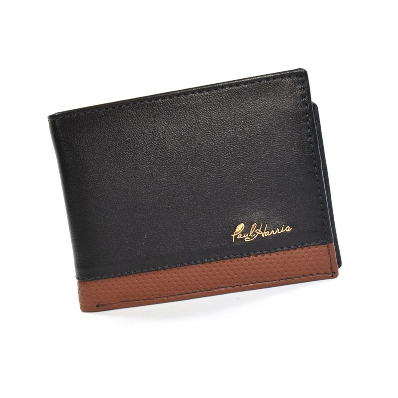 PAUL HARRIS - Billetera para hombre en cuero con sencillero Negro m