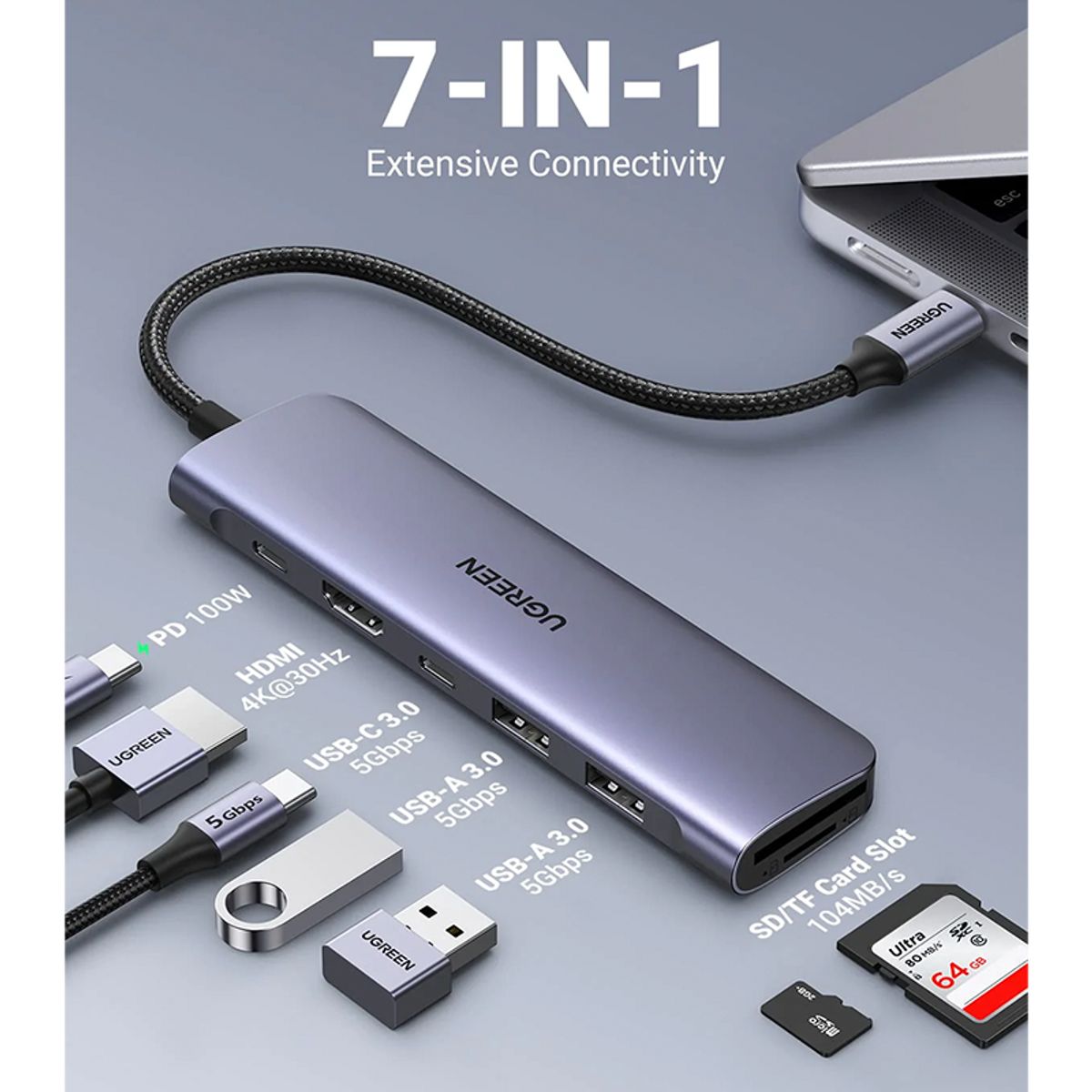 UGREEN - ADAPTADOR UGREEN CM195 ( 15214 ) USB-C A USB 3.0