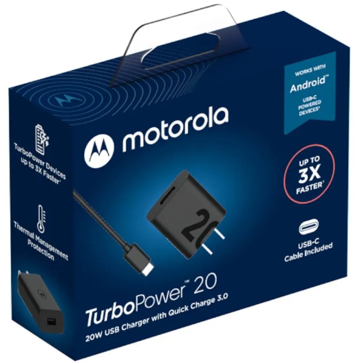 MOTOROLA - Cargador Motorola Turbo Power 20W - Negro