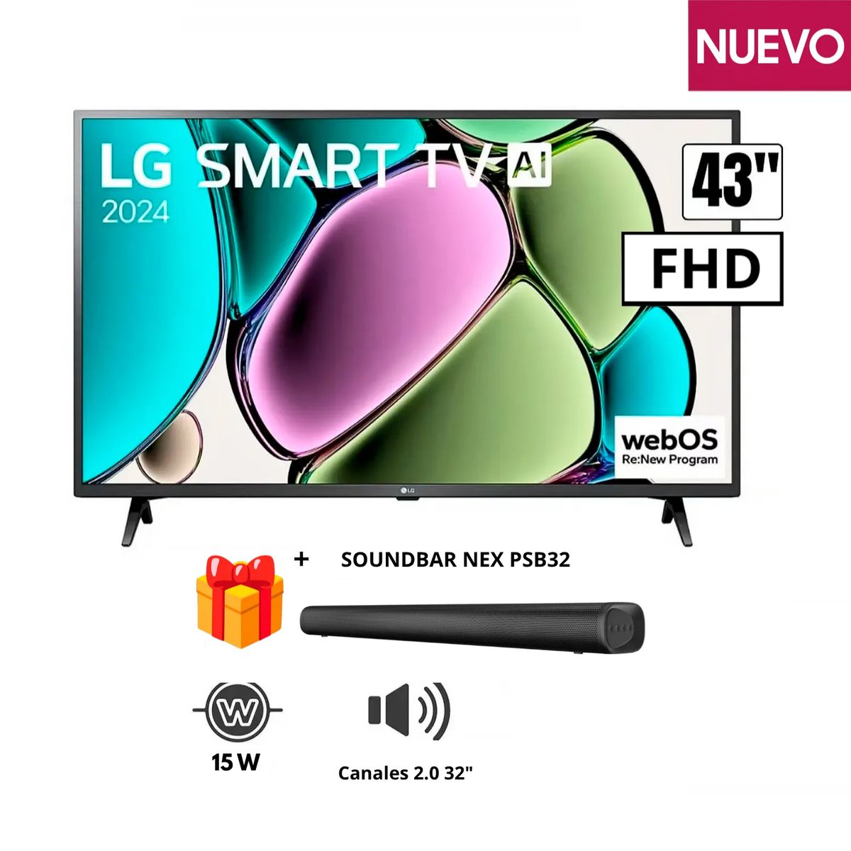 LG - TV LG 43 43LR6000PSA FHD SMART TV + Soundbar Nex PSB3