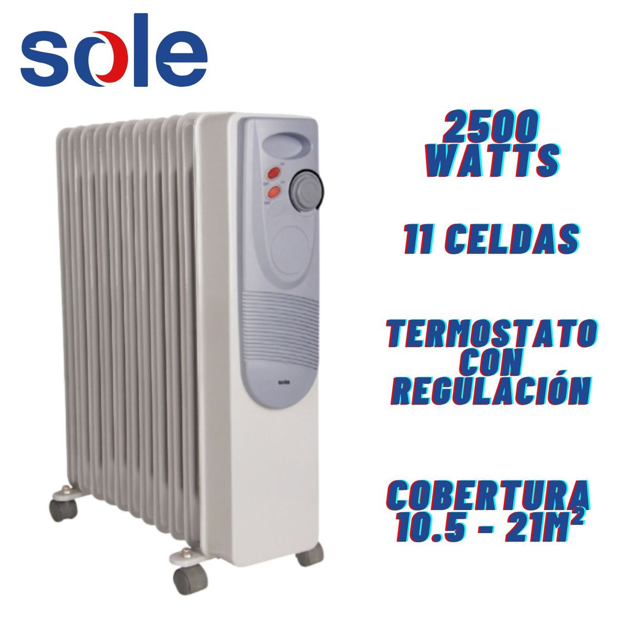 SOLE - Estufa de Aceite Sole Eléctrica 11 celdas SOLE2500 Área 21 mt2