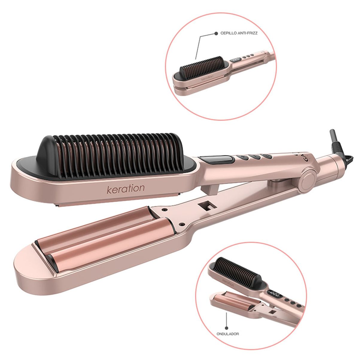 GAMA - Rizador Cepillo 2 en 1 Waves Brush Keration BECHS0000002795