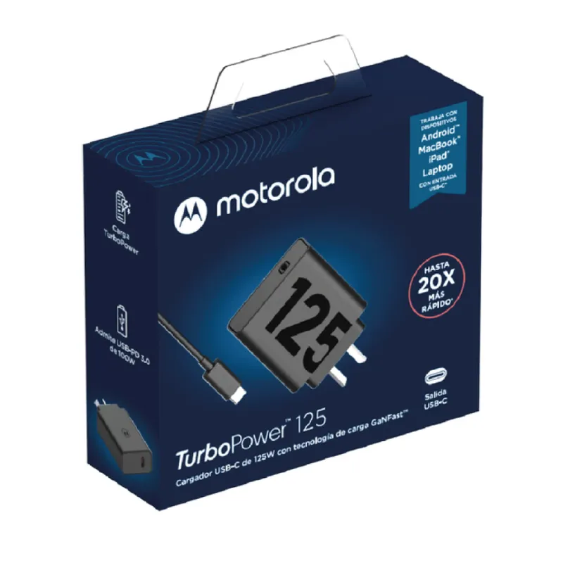 MOTOROLA - Cargador Motorola Turbo Power 125W - Negro