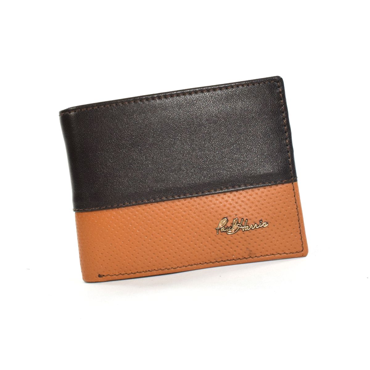 PAUL HARRIS - Billetera para hombre en cuero con sencillero marron