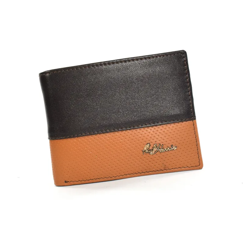 PAUL HARRIS - Billetera para hombre en cuero con sencillero marron