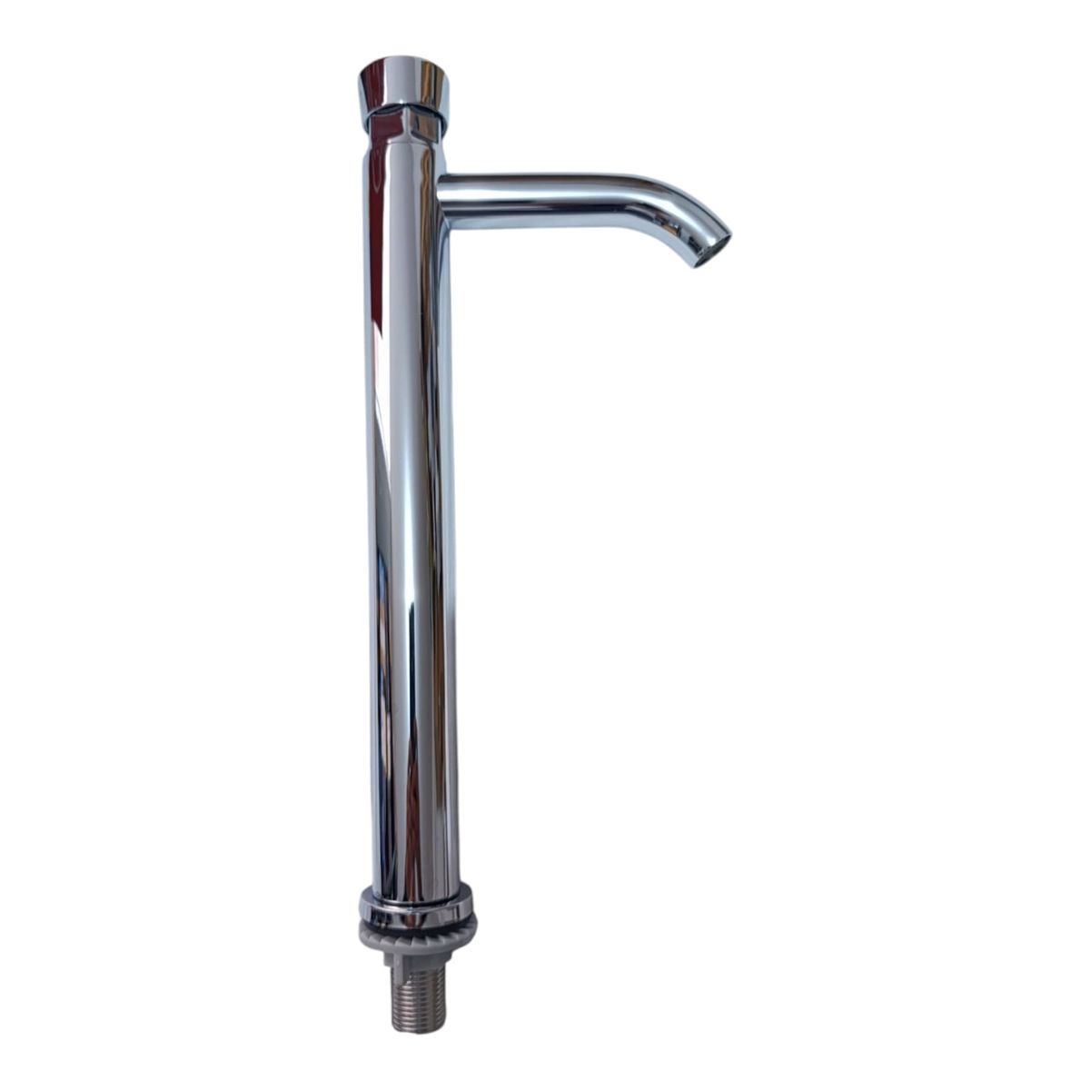 APACHE - Grifo Push Ovalin 30cm Alto Cromado Tipo Pedestal Temporizador Clásico