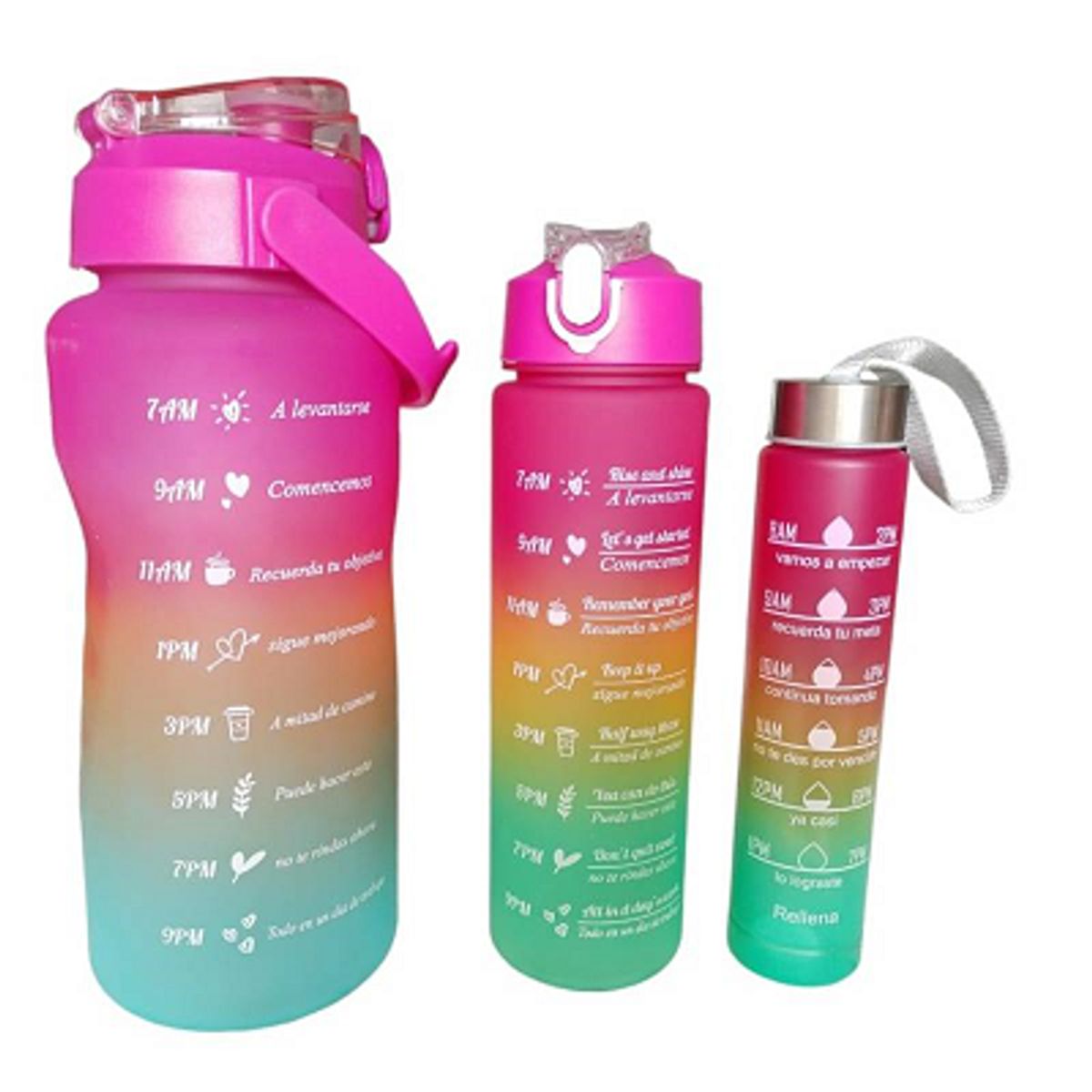 GENERICO - SET TOMATODOS 3 EN 1 - 2000ML, 900 ml y 300 ml Fuccia con amarillo y verde