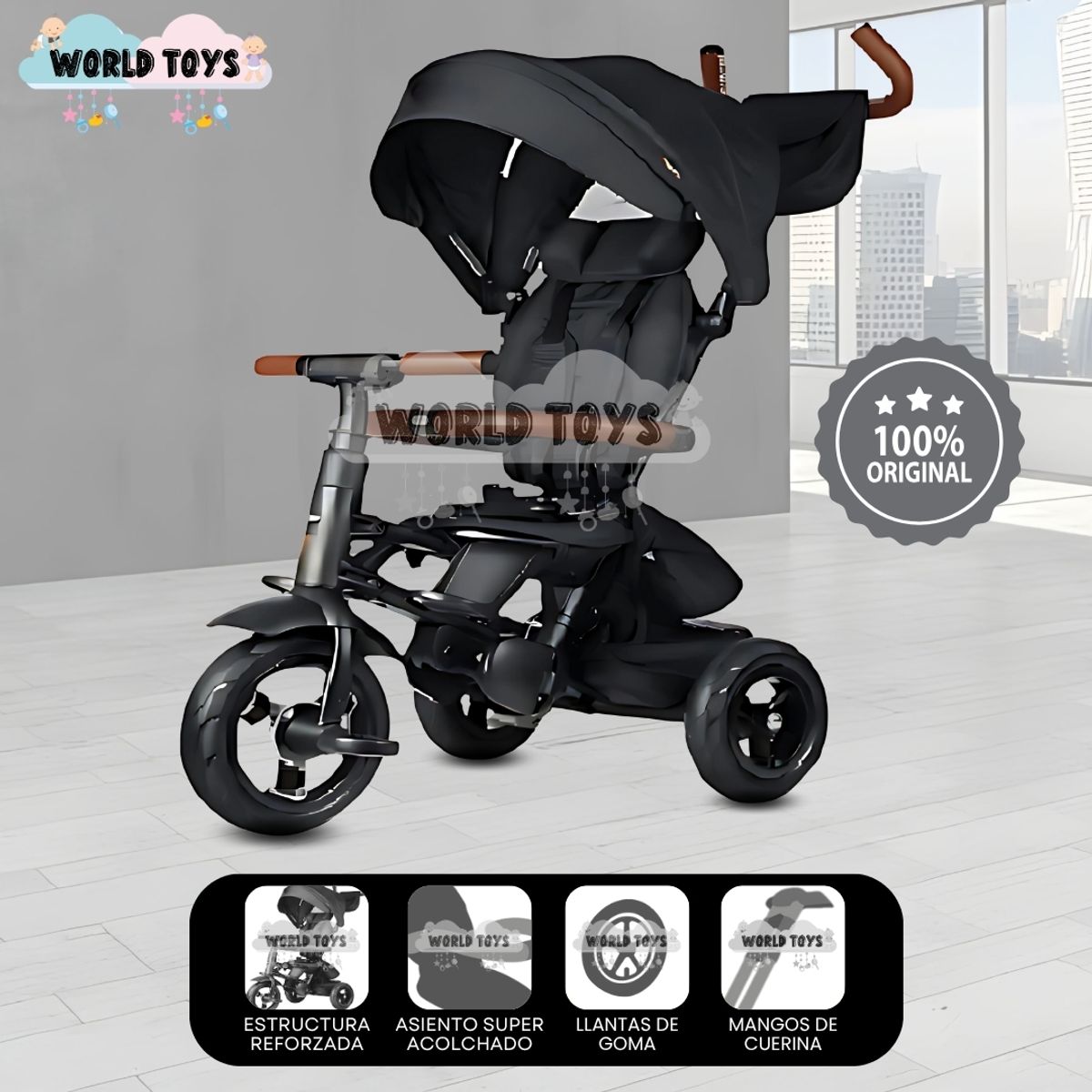 BABY - Triciclo Giratorio «RITO PREMIUM» Edición Limitada Black